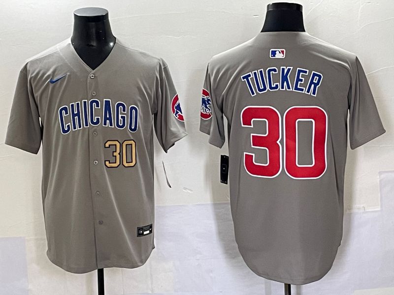 Men 2025 Chicago Cubs #30 Tucker Grey Game Nike MLB Jersey style 7035